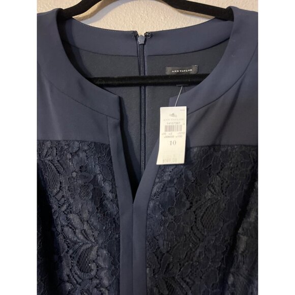 Ann Taylor Dress 10 Lace Panel A Line Stretch Sleeveless Career Church NWT NEW - Picture 7 of 7